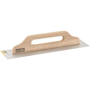Imagem de Desempenadeira de Aço Lisa 120MM X 480MM com Cabo de Madeira Vonder
