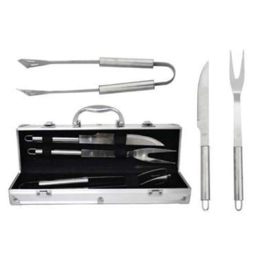 Imagem de Conjunto Para Churrasco de Inox na Maleta com 3 pcs