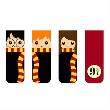 Imagem de Marca página, marcador de livro magnético, Harry, kit com 4 marcadores