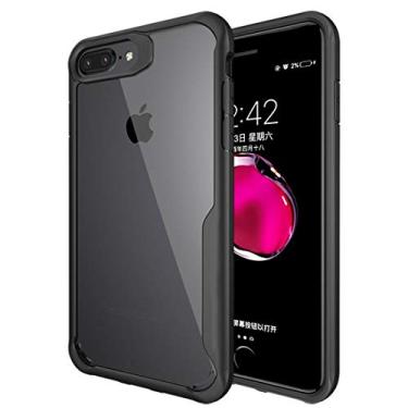 Imagem de DESHENG Clipes de proteção para smartphone para iPhone 8 Plus & 7 Plus PC transparente + capa protetora de TPU capa protetora à prova de choque (cor: preta)