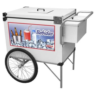 Imagem de Carrinho de Bebidas Cefaz Branco Rodas de Bicicleta BL34P/GS