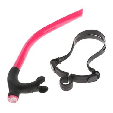 Imagem de Simhoa Tubo de respiração de mergulho com snorkel úmido de silicone para treinamento com snorkel com fivela - rosa, 48 cm