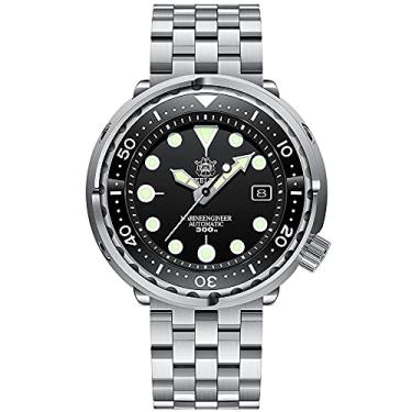 Imagem de Relógio de pulso Steeldive SD1975 mostrador preto bisel de cerâmica 30ATM 300m à prova d'água aço inoxidável NH35 Tuna masculino mergulho relógio de pulso, Preto