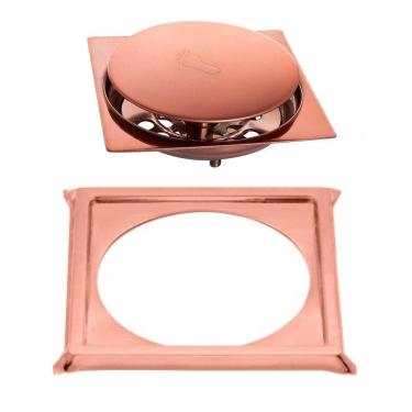 Imagem de Ralo Click Inteligente P/ Piso + Porta Grelha Rose 10x10