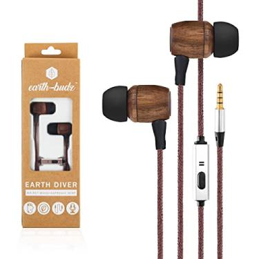 Imagem de Earth-Budz – Fones de ouvido de madeira genuínos, intra-auriculares com isolamento de ruído, com microfone em linha. (Earth Diver)