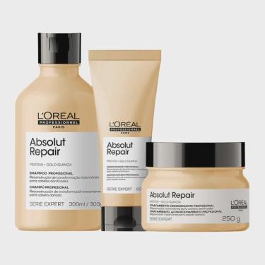 Imagem de Kit Loreal Absolut Repair Gold Quinoa Shampoo + Condicionador + Máscara