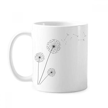 Imagem de Caneca de cerâmica com três dente-de-leão e flores em cerâmica para café e porcelana
