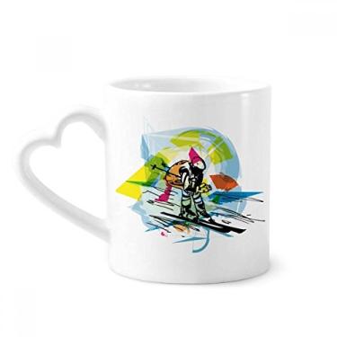 Imagem de Esporte de inverno Freestyle Esqui Ilustração Caneca Café Cerâmica Copo de Coração de Vidro