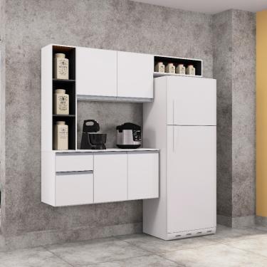 Imagem de Cozinha Compacta Suspensa 5 Portas 1 Gaveta Mel Poquema - Branco com Preto