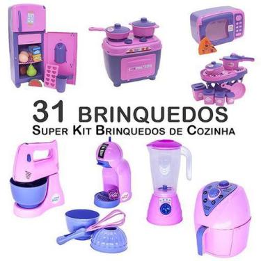 Imagem de Kit Infantil Forma Fue Geladeira Fogão Microondas Panela 31P - Zuca To