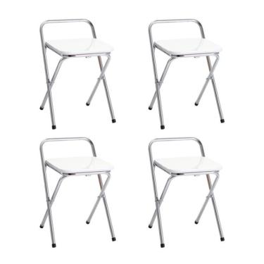 Imagem de Conjunto de 4 Bancos | Banquetas Mocho Dobrável 101-X Branco Criativa