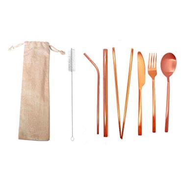 Imagem de Talheres 8 em 1 + Ecobag Juta (Rose Gold)