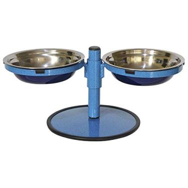Imagem de Comedouro Duplo Pequeno Inox com Regulagem de Altura, Cor: Azul Pigmentado
