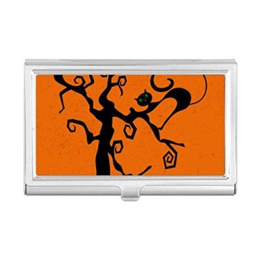 Imagem de Caixa de bolso com porta-cartões laranja Hallowmas Árvore de gato Halloween