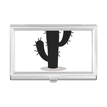 Imagem de Porta-cartões de visita com desenho de suculentas de planta de cacto verde