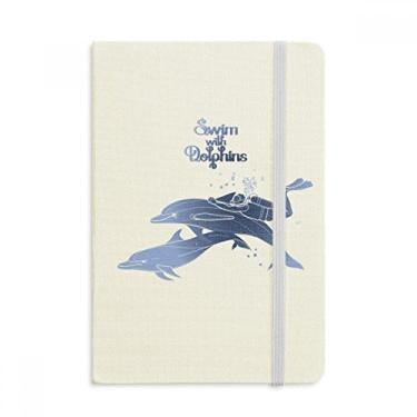 Imagem de Caderno de anotações "Swim With Dolphins Illustrate" oficial de tecido rígido diário clássico