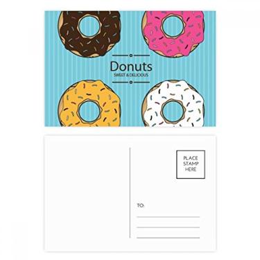 Imagem de Conjunto de cartão postal com rosquinha de quatro cores para lembrança de aniversário