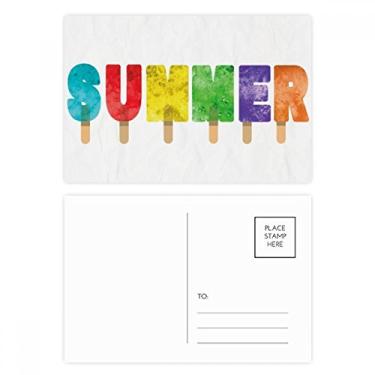 Imagem de Palavra em inglês de verão, picolé, sorvete, conjunto de cartão postal de aniversário, cartão de agradecimento