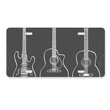 Imagem de DIYthinker Placa de licença de guitarra com combinação de instrumentos musicais de aço inoxidável para decoração de guitarra