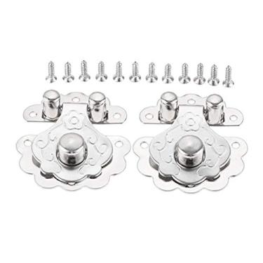 Imagem de Caixa de madeira da caixa de madeira do vintage Hasp Caixa de vinho de madeira com fivela de bloqueio Antique Cadeado Hardware 40x36mm YYDFPIIA (Color : Silver)