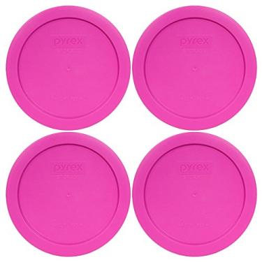 Imagem de Tampa de armazenamento redonda de 4 xícaras Pyrex 7201-PC para tigelas de vidro, Berry Pink, 4