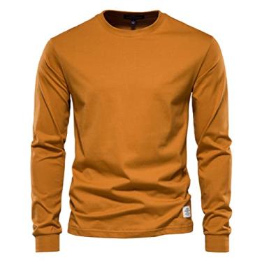 Imagem de JMSUN Suéteres masculino trico Suéter masculino manga longa gola redonda algodão camiseta manga longa casual suéter de malha