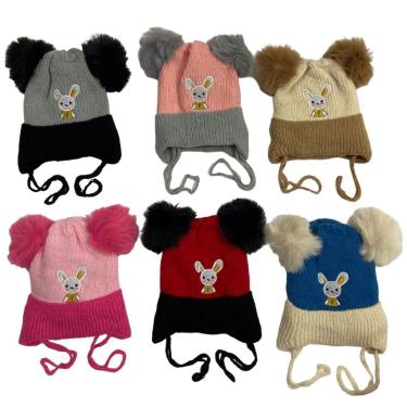 Imagem de Touca Gorro De Pompom Infantil Criança Frio Coelho-Feminino