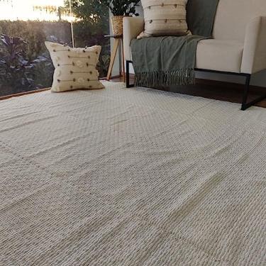 Imagem de Tapete Artesanal Sala Quarto Algodão Cru Geométrico 2,00 x 2,50