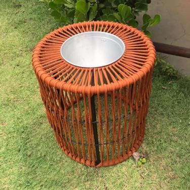 Imagem de Mesinha Decorativa Mesa Balde de Gelo em Corda Náutica Decoração Área Externa e Interna (Terracota)