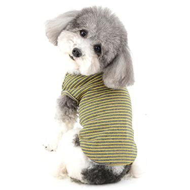 Imagem de Ranphy Roupas para cães pequenos, listradas, camiseta para cachorro, gato, manga curta, colete de algodão macio para cachorrinho, respirável, camiseta regata para cachorro Chihuahua Yorkshire Terrier