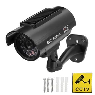Imagem de Câmera manequim de cctv, câmera de simulação interna externa, imitação à prova d'água, câmera falsa de segurança com design de função de luz led piscante