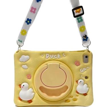 Imagem de Capa infantil para iPad mini 5 2019/iPad Mini 4 2015 7,9 polegadas à prova de choque, capa protetora de silicone à prova de choque, suporte giratório de 360°, linda capa de desenho 3D com alça de