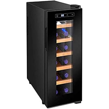 Imagem de Refrigerador de vinho, Mini refrigerador independente ultra cool para bebidas Refrigeradores de bebidas de aço inoxidável sob o balcão Refrigerador de vinho com porta de vidro Geladeira pequ