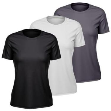 Imagem de Kit 3 Camisetas Feminina Dry Manga Curta Proteção UV Slim Fit Básica Academia Treino Fitness-Feminino