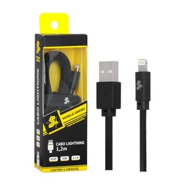 Imagem de 5+, 018-0032, Cabo Lightning Mobile - Lightning + USB A Macho - 5Gb Flat - 1.20M - Preto