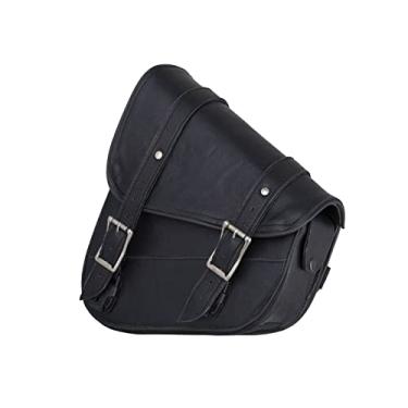 Imagem de GARGOYLE BELLS Sacos de selim de motocicleta Solo Swing Arm Bag para Sportster Softail PVC impermeável Bolsas de bagagem de motocicleta para motocicleta ou bicicleta (lado esquerdo, PVC preto)