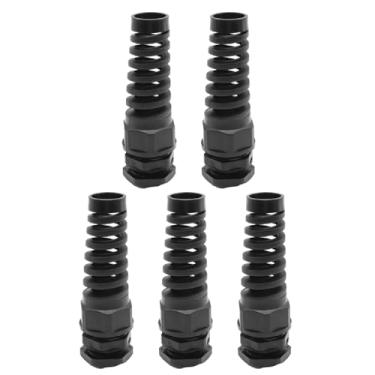 Imagem de VIKKSAER 5 peças IP68 impermeável cabo glândula flexível espiral alívio de tensão junta de nylon preto com juntas para fio (13-18 mm)