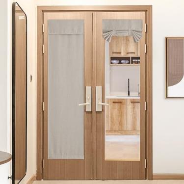 Imagem de NICETOWN Cortinas de porta francesas para janela, cortinas com isolamento térmico de privacidade escurecimento para cozinha, persiana de porta de linho de fazenda para escritório, persianas de