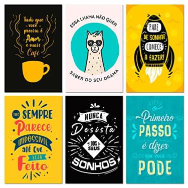 Imagem de Kit 6 Placas Decorativas Frases Motivacionais 20x30 cm Mdf