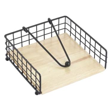 Imagem de Porta Guardanapo em Metal com Base de Madeira L19Xp19Xa7Cm L Hermitage - Full Fit