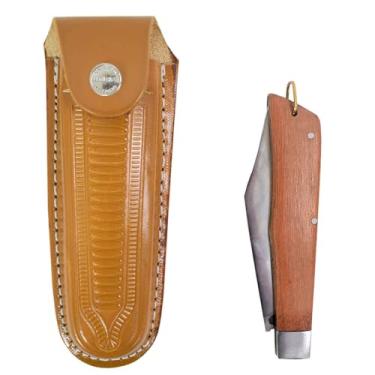 Imagem de Selaria Vertentes - Conjunto de Bainha e Canivete - Amarela - Aço - Madeira