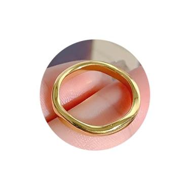 Imagem de Loqimu Anéis de casamento minimalistas empilháveis tamanho 8 para mulheres e homens anel midi de aço inoxidável dourado, Aço inoxidável, Sem pedra preciosa