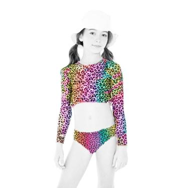 Imagem de Biquini Infantil + Blusa Cropped Proteção Solar Uv50 Oncinha