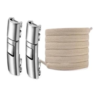 Imagem de Press Lock Shoelaces Without Ties Elastic Laces Sneaker 8MM Widened Flat No Tie Shoe Laces Kids Adult Shoelace For Shoes(Khaki)