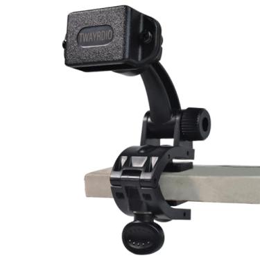 Imagem de TWAYRDIO Base de suporte de mesa para rádio portátil, suporte de ângulo ajustável para Motorola Kenwood Midland BaoFeng Retevis Yaesu HT Rádios bidirecionais Walkie Talkies