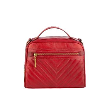 Imagem de Bolsa baú pequena de couro liso Lara - Vermelho  feminino