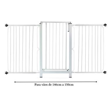 Imagem de Grade e portão para cachorro bebê pet, vãos de 146cm a 150cm - Grade M
