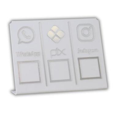 Imagem de Placa Pix,Whats e Insta Para Pagamento QR Code Cor: Branco com Prata -