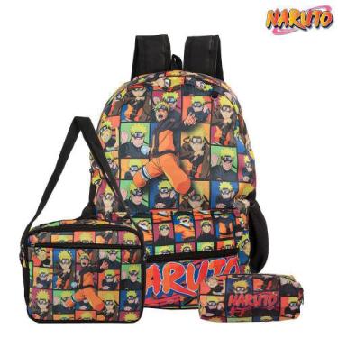 Imagem de Kit Mochila Escolar Juvenil do Anime Naruto Uzumaki De Costa - Toys 2U