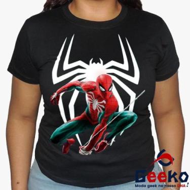 Imagem de Baby Look Homem Aranha 100% Algodão - Blusa Feminina Homem-Aranha -  S